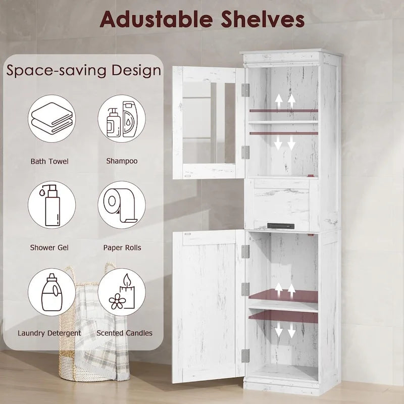 Tall Bathroom Cabinet, Freestanding Storage Cabinet