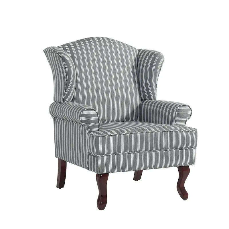 Set di 2 poltrone decorative tradizionali con schienale ad ala, imbottite