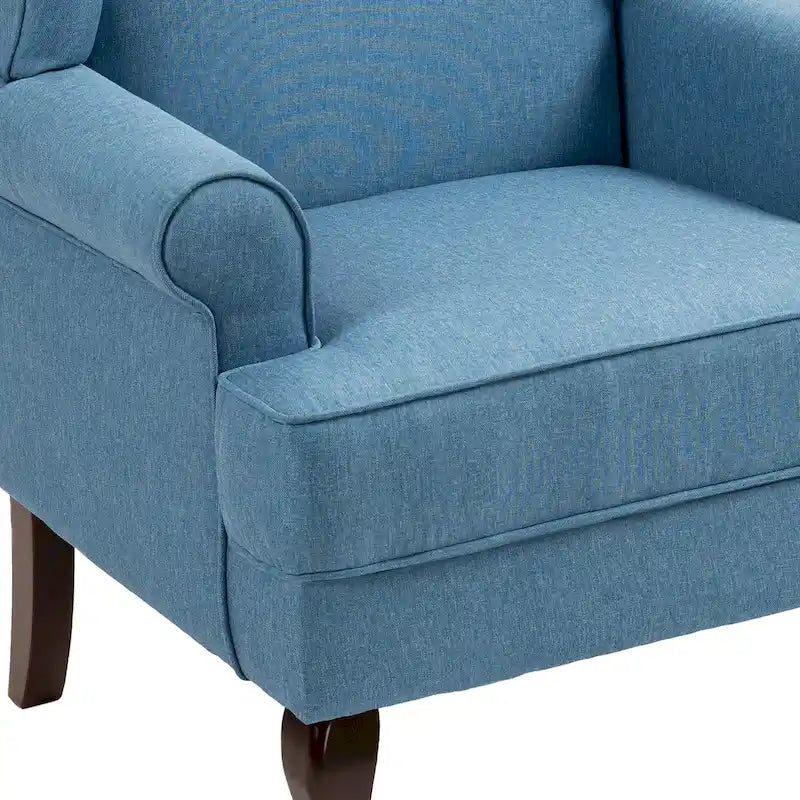 Set di 2 poltrone decorative tradizionali con schienale ad ala, imbottite