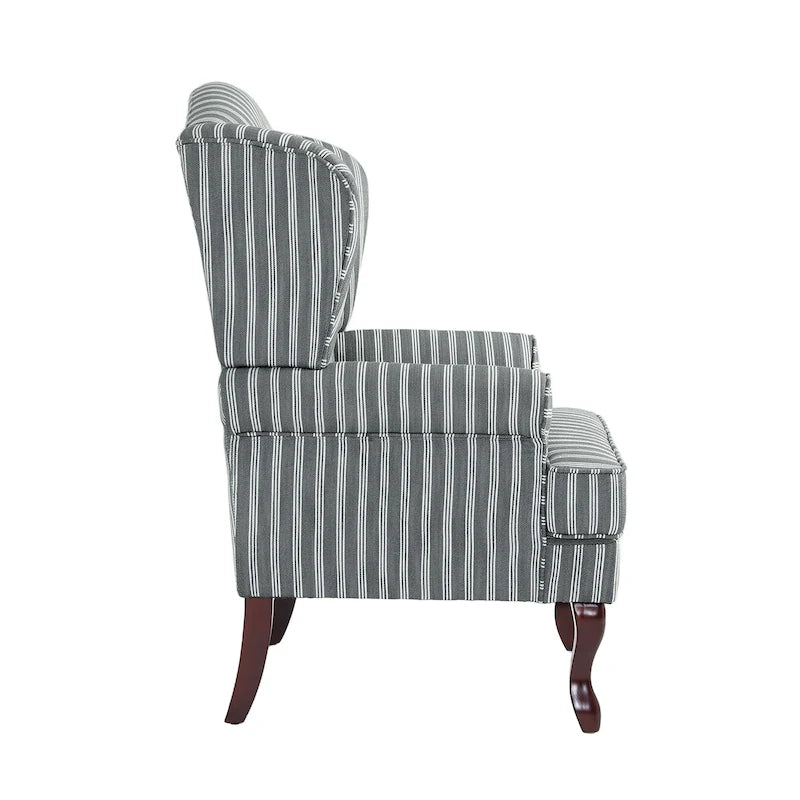 Set di 2 poltrone decorative tradizionali con schienale ad ala, imbottite