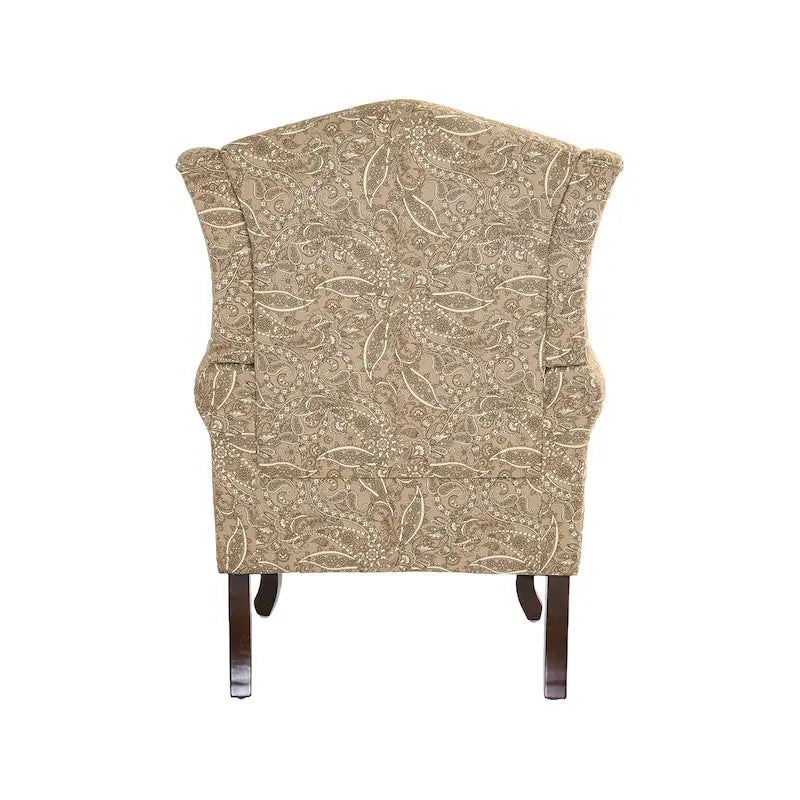 Set di 2 poltrone decorative tradizionali con schienale ad ala, imbottite