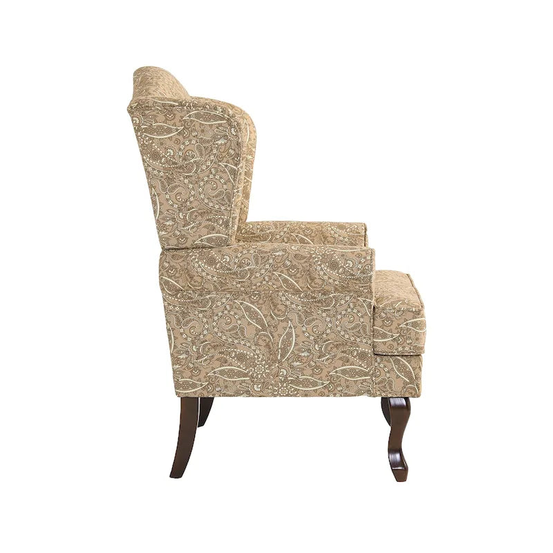 Set di 2 poltrone decorative tradizionali con schienale ad ala, imbottite