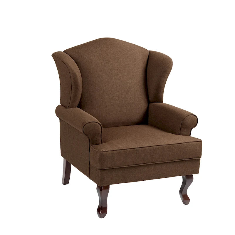 Set di 2 poltrone decorative tradizionali con schienale ad ala, imbottite