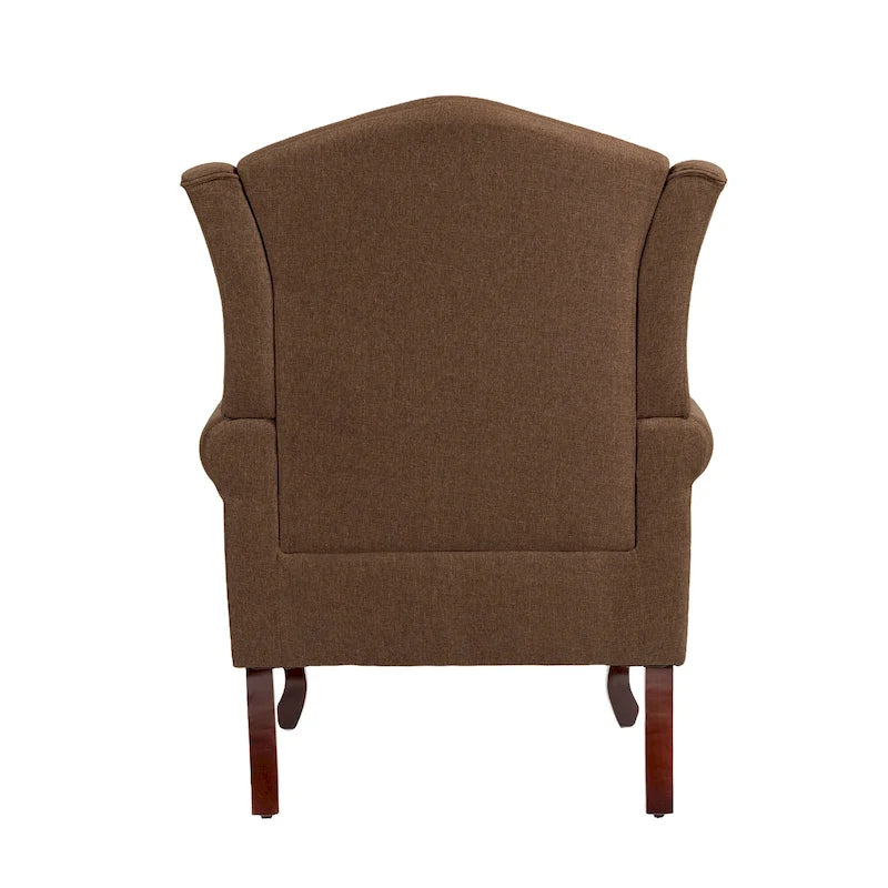 Set di 2 poltrone decorative tradizionali con schienale ad ala, imbottite