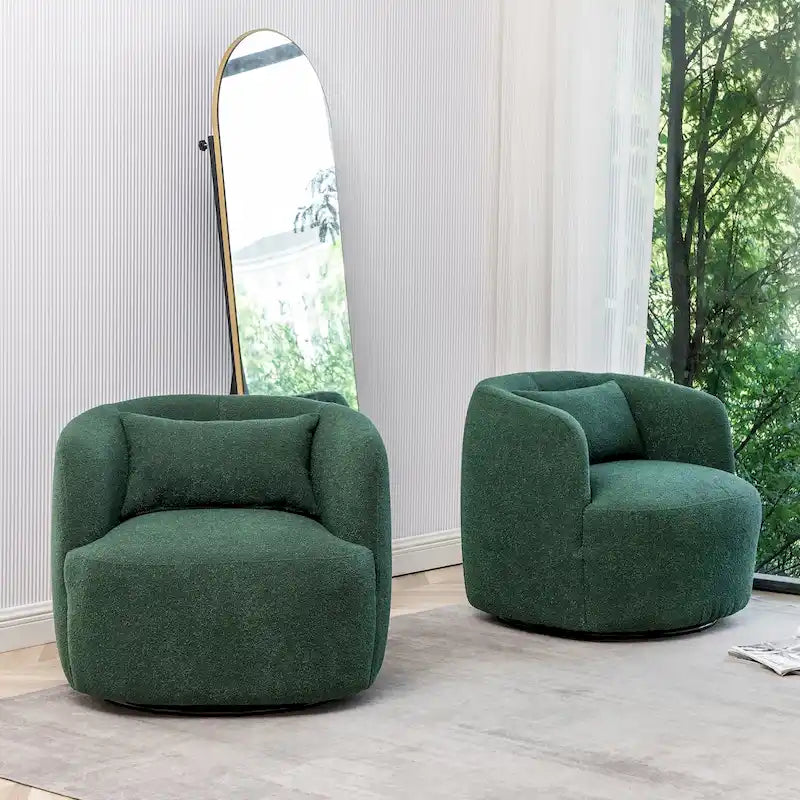 Poltrona girevole larga 34 rivestita in tessuto bouclé (set da 2)