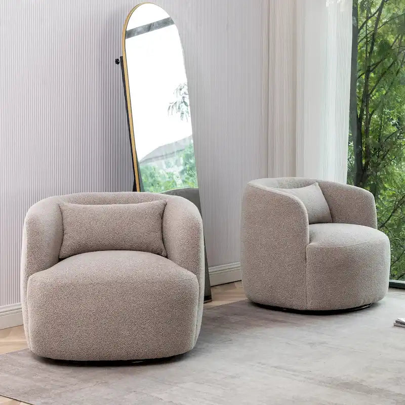 Poltrona girevole larga 34 rivestita in tessuto bouclé (set da 2)
