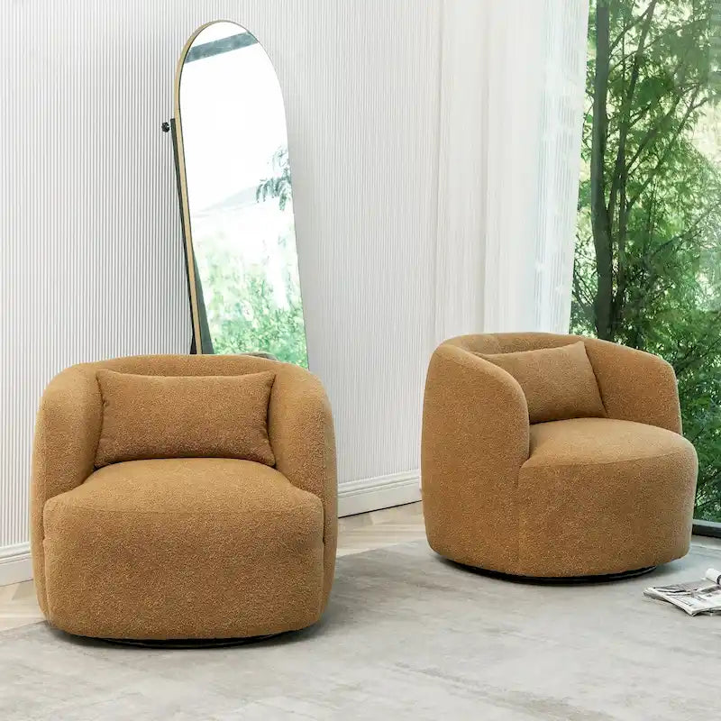 Poltrona girevole larga 34 rivestita in tessuto bouclé (set da 2)