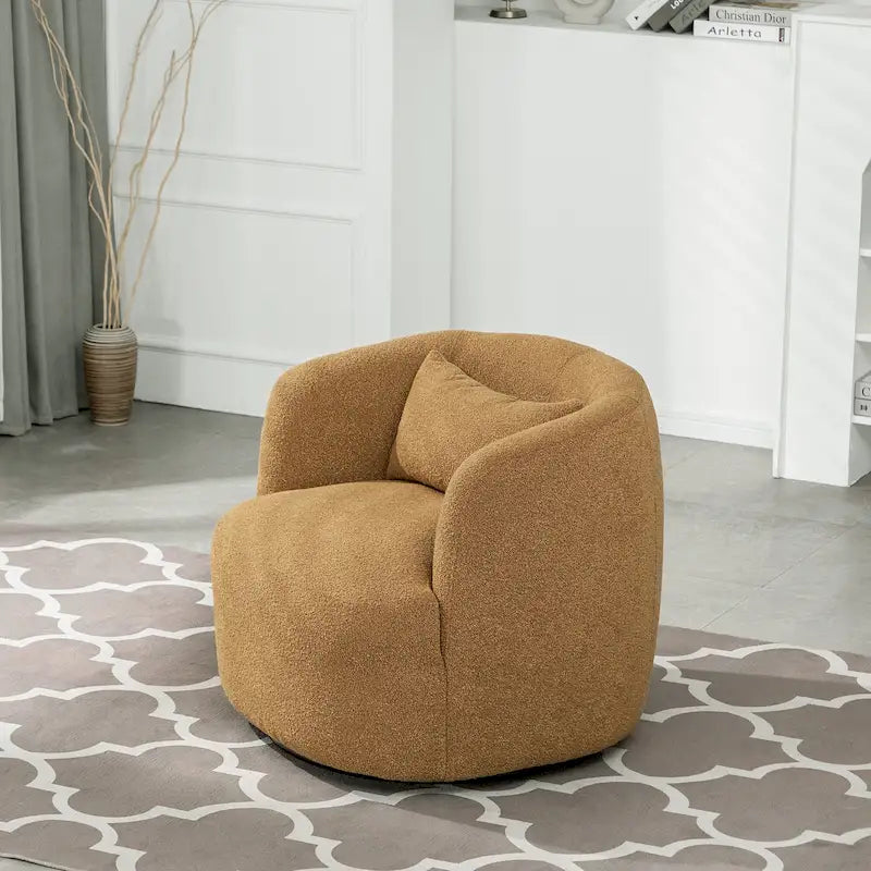 34 Wide Boucle Fabric Upholstered Swivel Armchair (Set of 2)