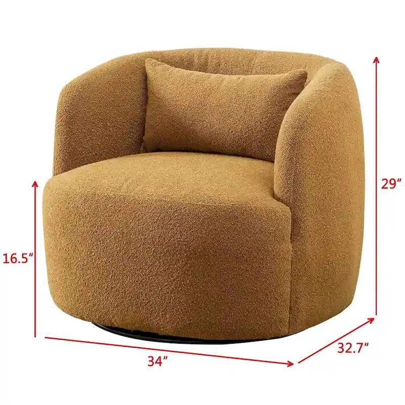 34 Wide Boucle Fabric Upholstered Swivel Armchair (Set of 2)