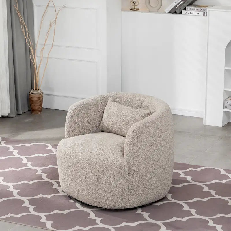 34 Wide Boucle Fabric Upholstered Swivel Armchair (Set of 2)