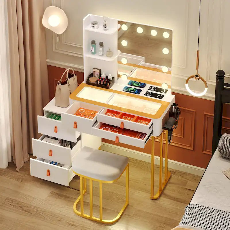 Toeletta per il trucco con 3 colori di illuminazione