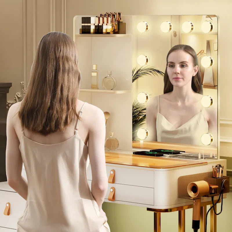 Toeletta per il trucco con 3 colori di illuminazione