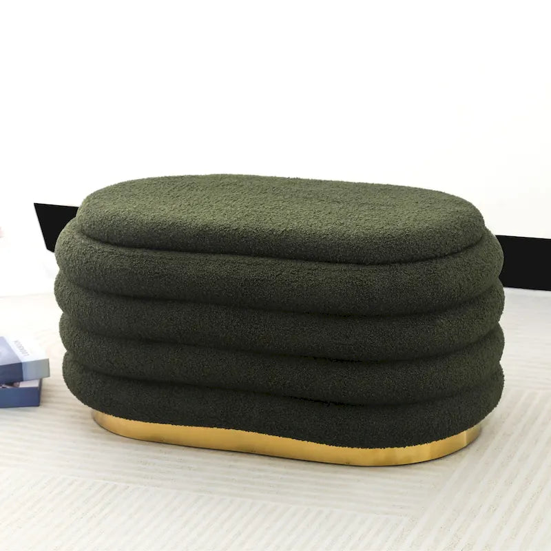 Sitzbank mit Stauraum, Samt, gestapeltes Design, Ottoman