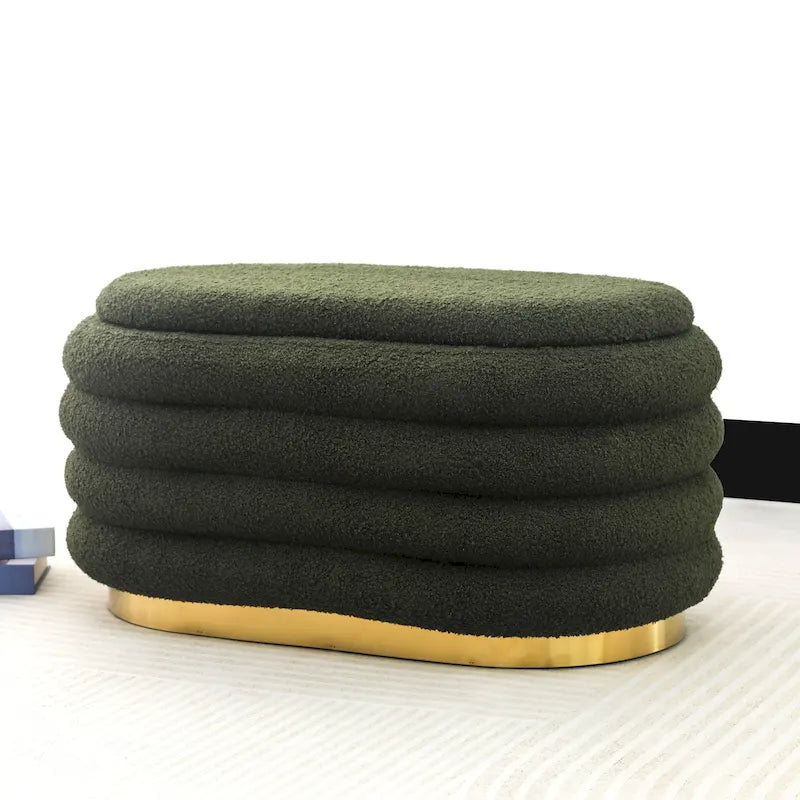 Sitzbank mit Stauraum, Samt, gestapeltes Design, Ottoman