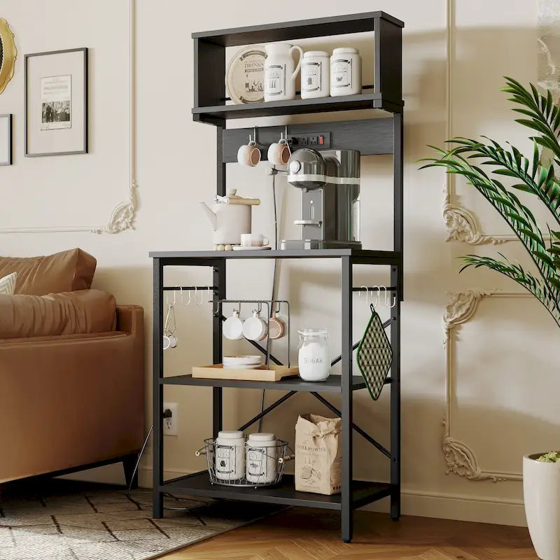 150 cm Küchenregal mit Aufsatz und 8 seitlichen Haken