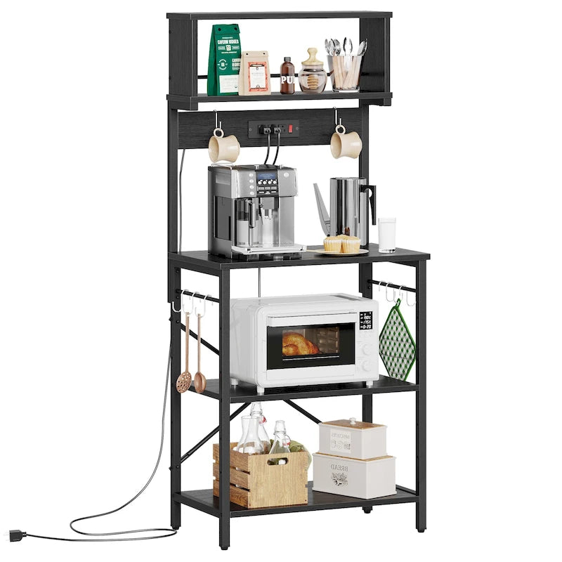 150 cm Küchenregal mit Aufsatz und 8 seitlichen Haken