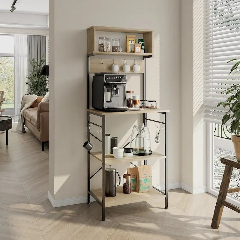 150 cm Küchenregal mit Aufsatz und 8 seitlichen Haken