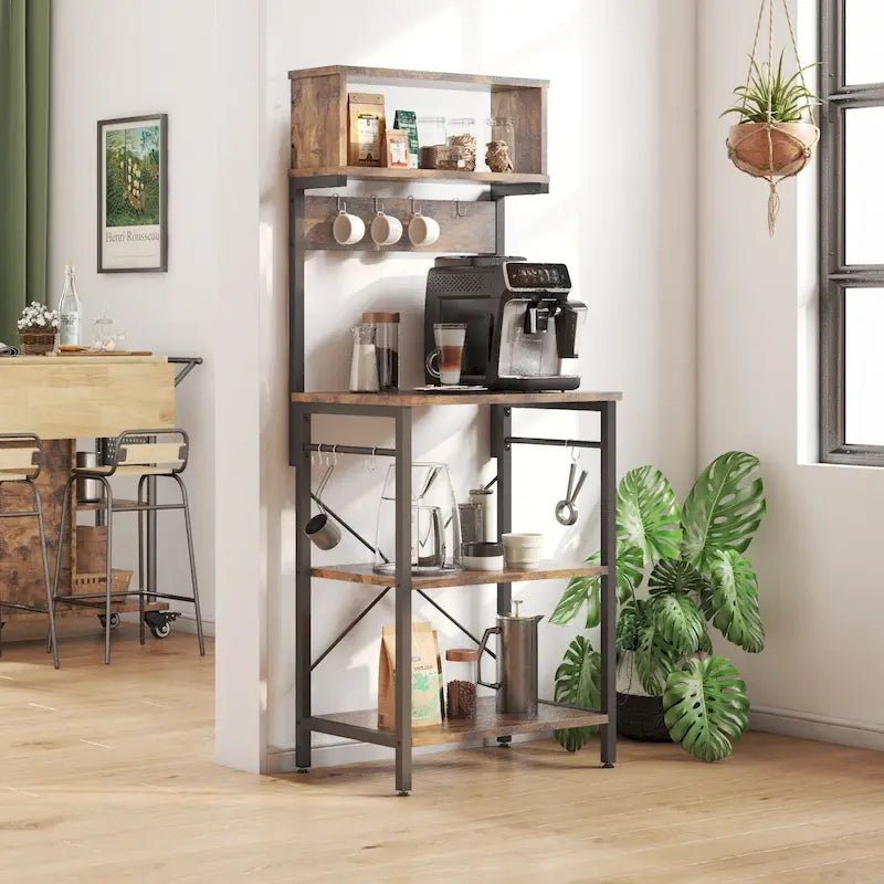 150 cm Küchenregal mit Aufsatz und 8 seitlichen Haken