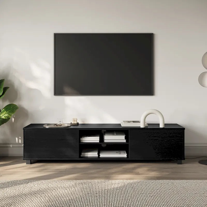 Mobile TV Hollywood dal profilo ribassato con ante per TV fino a 85