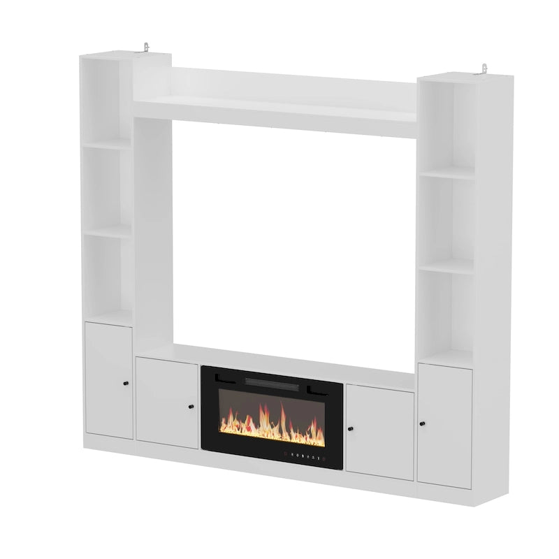 Entertainment Hub w/Fireplace Insert Compatibility Sleek Media Center
