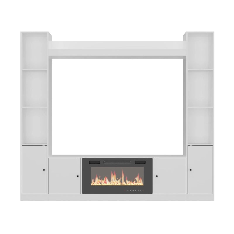 Entertainment Hub w/Fireplace Insert Compatibility Sleek Media Center