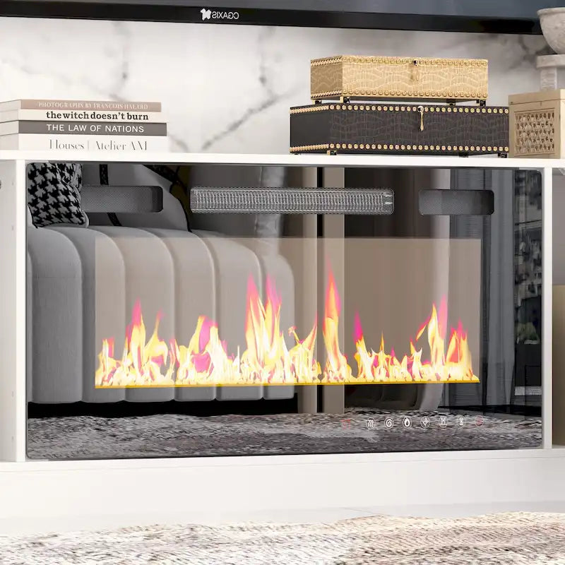Entertainment Hub w/Fireplace Insert Compatibility Sleek Media Center