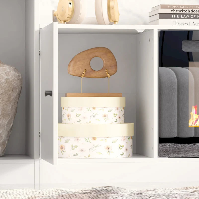 Entertainment Hub w/Fireplace Insert Compatibility Sleek Media Center