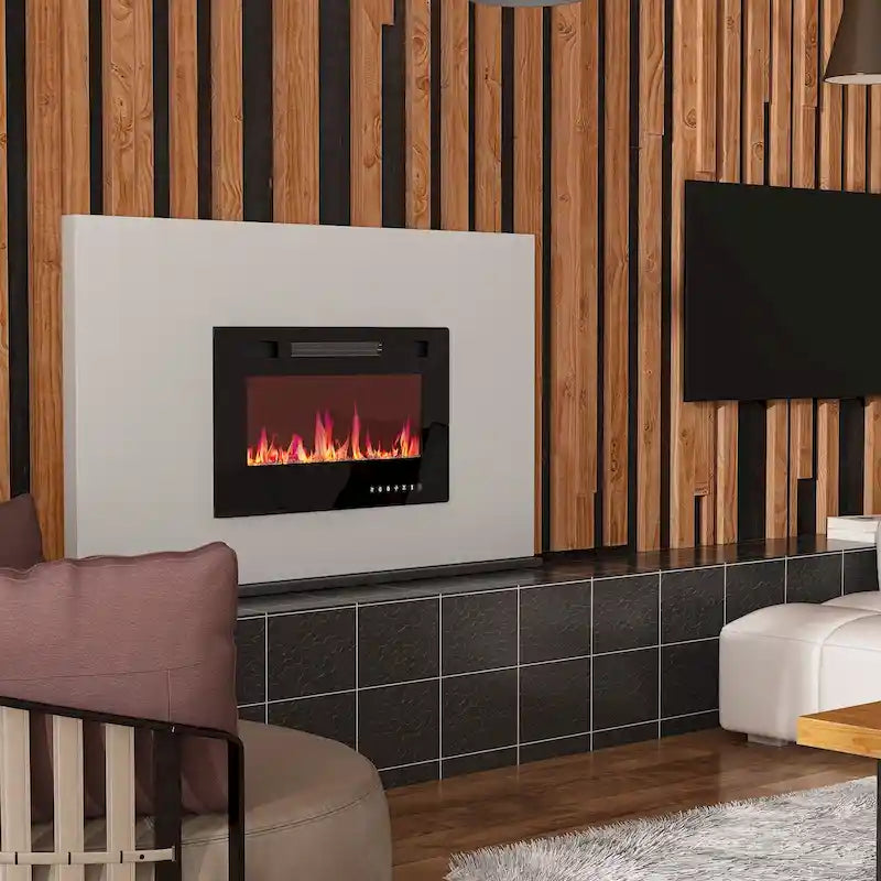 Entertainment Hub w/Fireplace Insert Compatibility Sleek Media Center