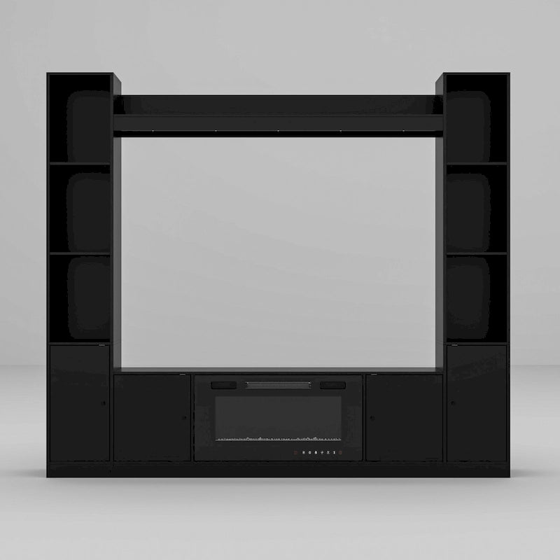 Entertainment Hub w/Fireplace Insert Compatibility Sleek Media Center