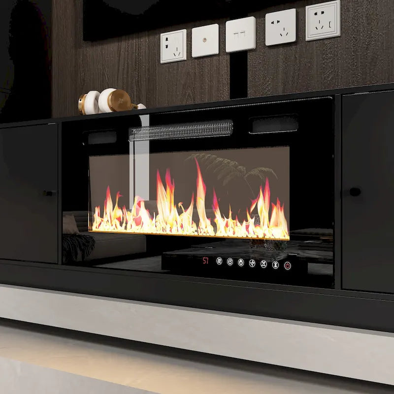 Entertainment Hub w/Fireplace Insert Compatibility Sleek Media Center