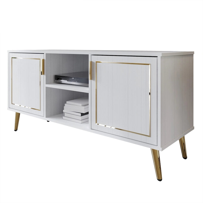 Elegant Modern Gold Metal Legs TV Stand Console