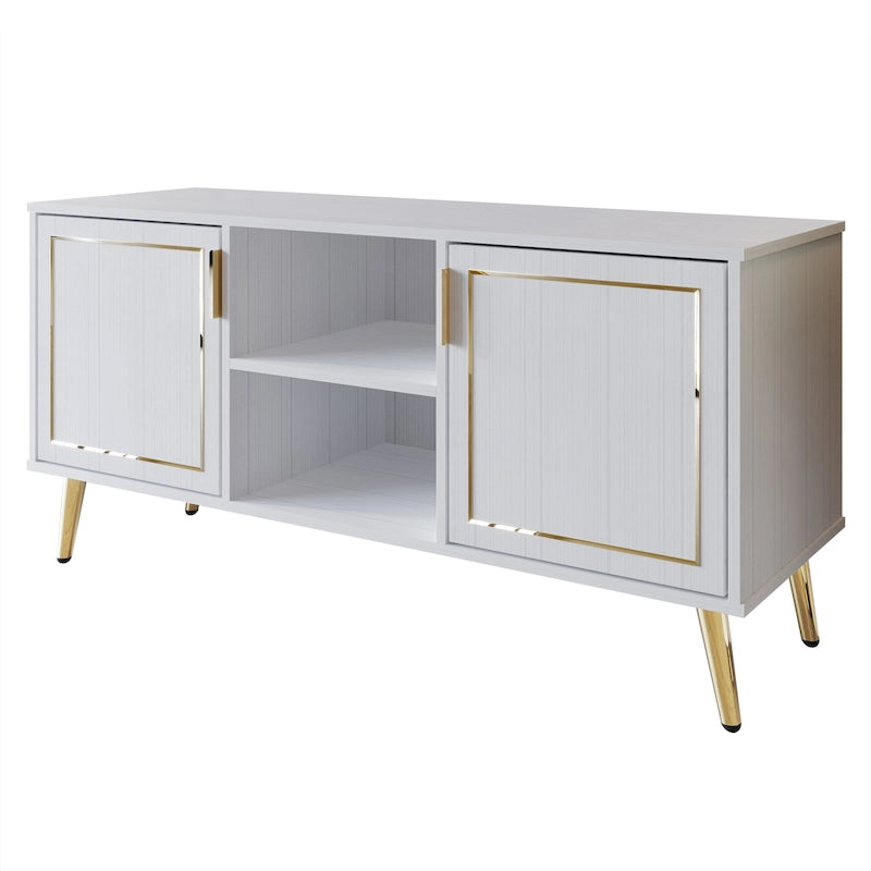 Elegante moderne TV-Ständer-Konsole mit goldfarbenen Metallbeinen