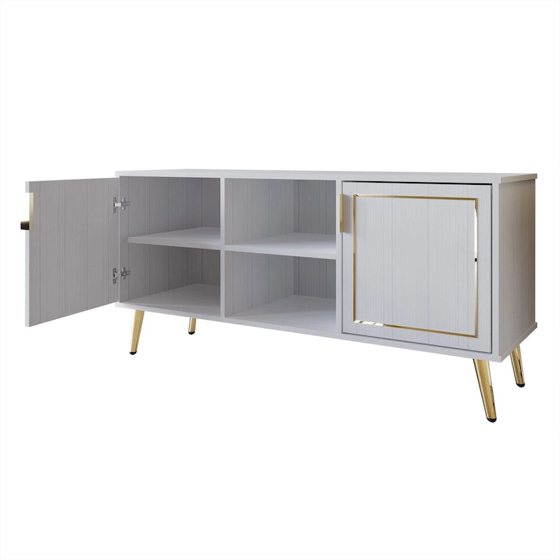 Elegante moderne TV-Ständer-Konsole mit goldfarbenen Metallbeinen