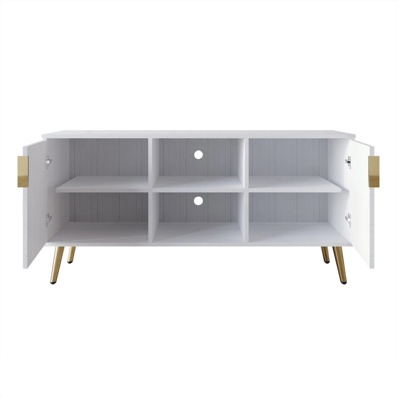 Elegante moderne TV-Ständer-Konsole mit goldfarbenen Metallbeinen