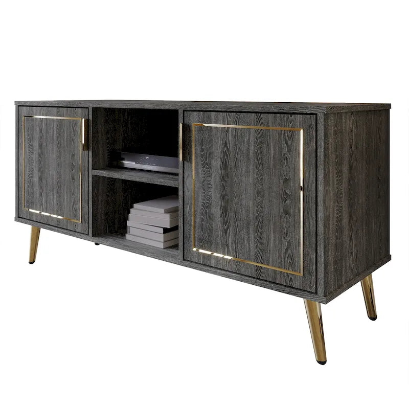 Elegante moderne TV-Ständer-Konsole mit goldfarbenen Metallbeinen