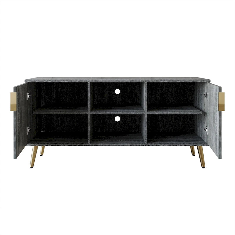 Elegante moderne TV-Ständer-Konsole mit goldfarbenen Metallbeinen