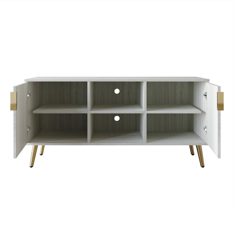 Elegante moderne TV-Ständer-Konsole mit goldfarbenen Metallbeinen