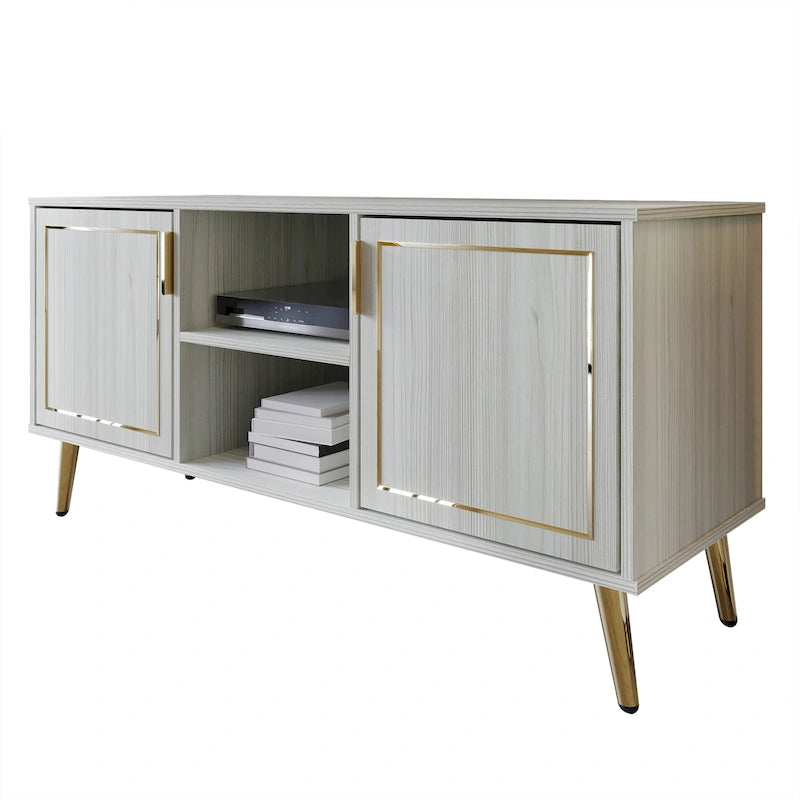 Elegante moderne TV-Ständer-Konsole mit goldfarbenen Metallbeinen