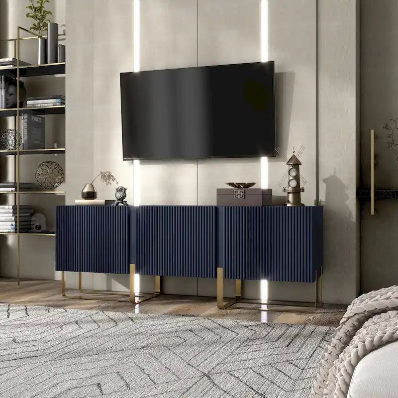 Modern 60-inch 3-Door Storage TV Stand by