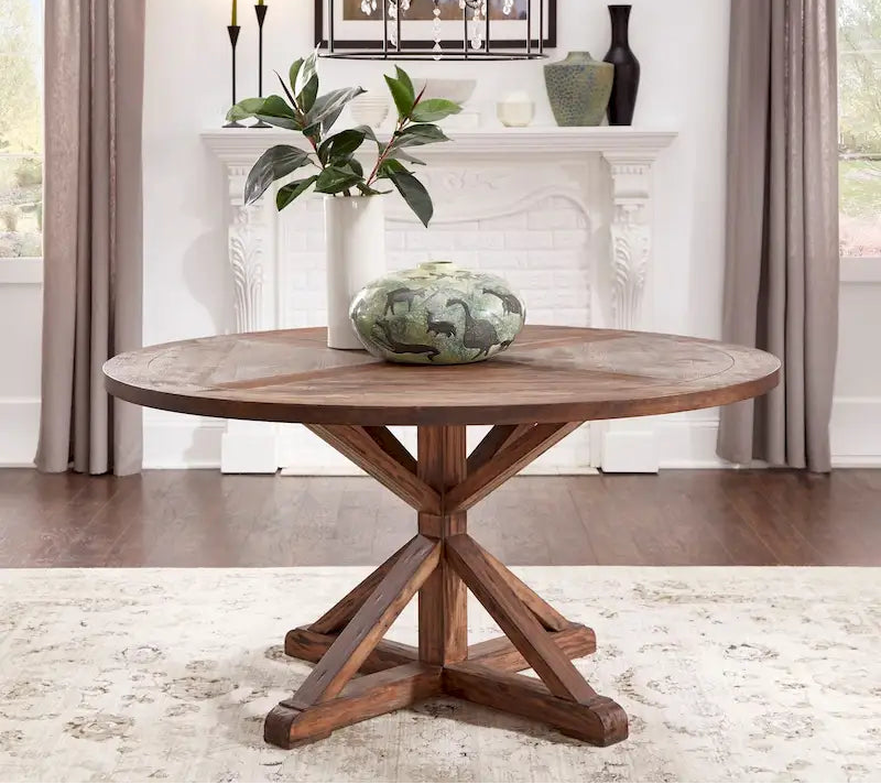Benchwright Brown Finish Round Dining Table by iNSPIRE Q Artisan