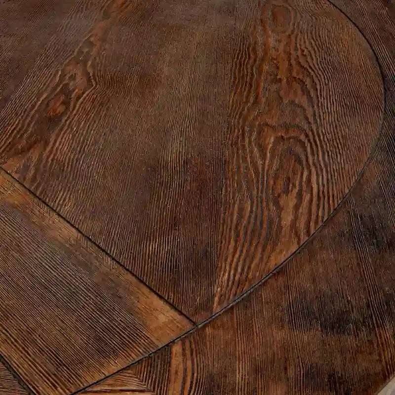 Mesa de jantar redonda com acabamento castanho por