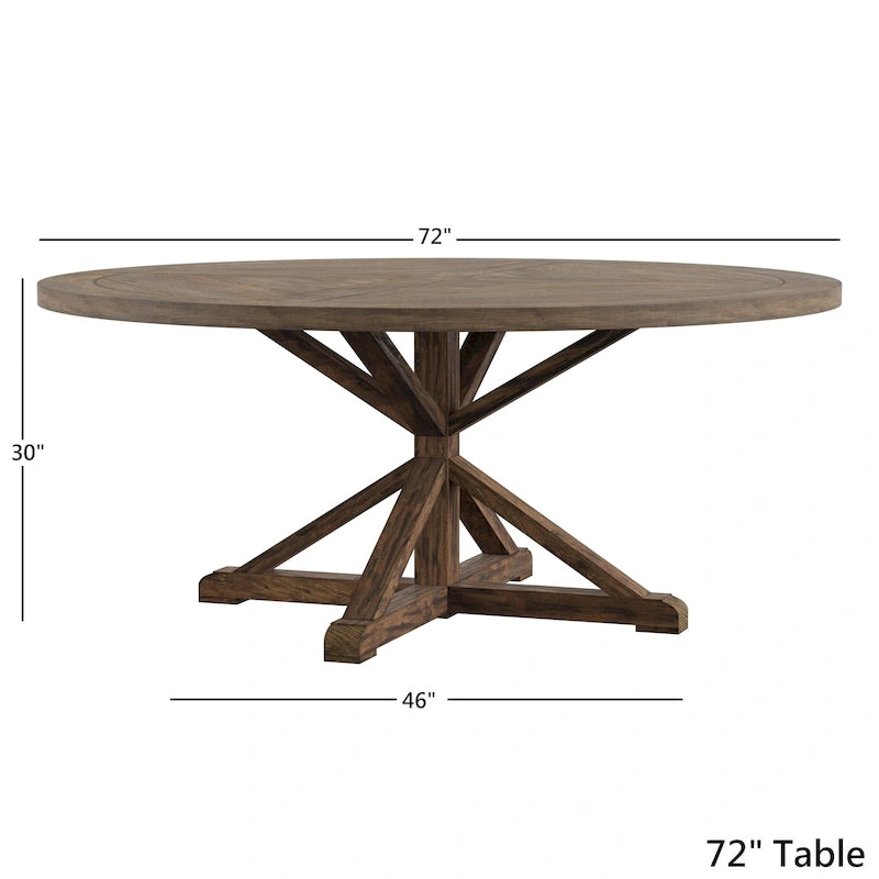 Mesa de jantar redonda com acabamento castanho por
