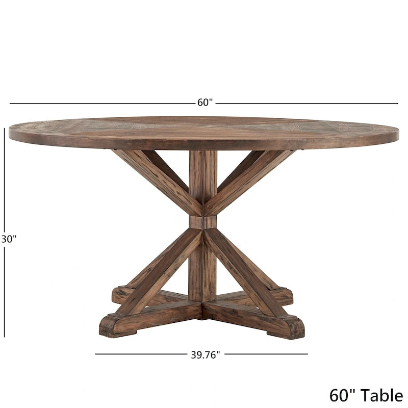Mesa de jantar redonda com acabamento castanho por