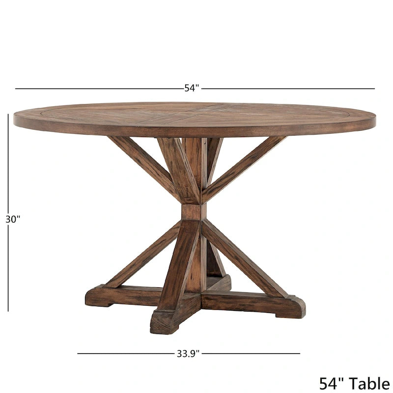 Mesa de jantar redonda com acabamento castanho por