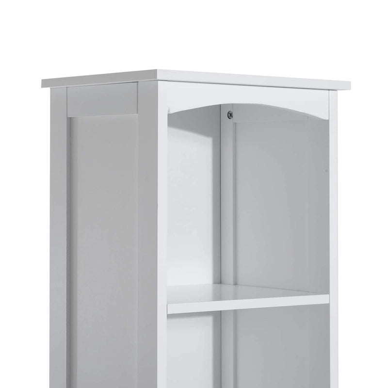 67 Zoll hoher Badezimmerschrank, freistehender Wäscheschrank mit 3-stufigem Regal, schmaler seitlicher Bodenorganizer, Weiß