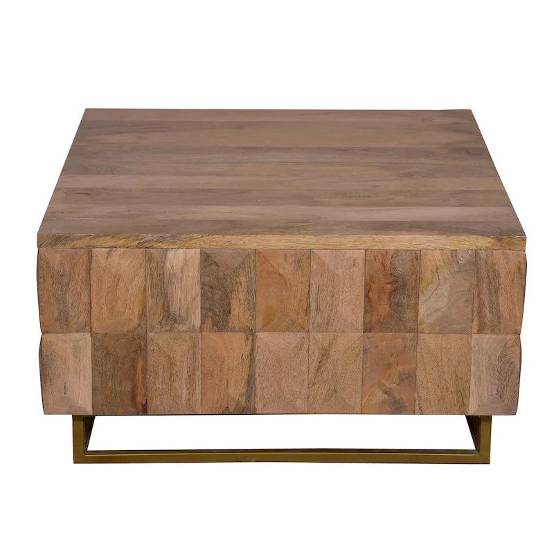 Aufbewahrungstruhe und Couchtisch, quadratisch, Mangoholz, Naturbraun