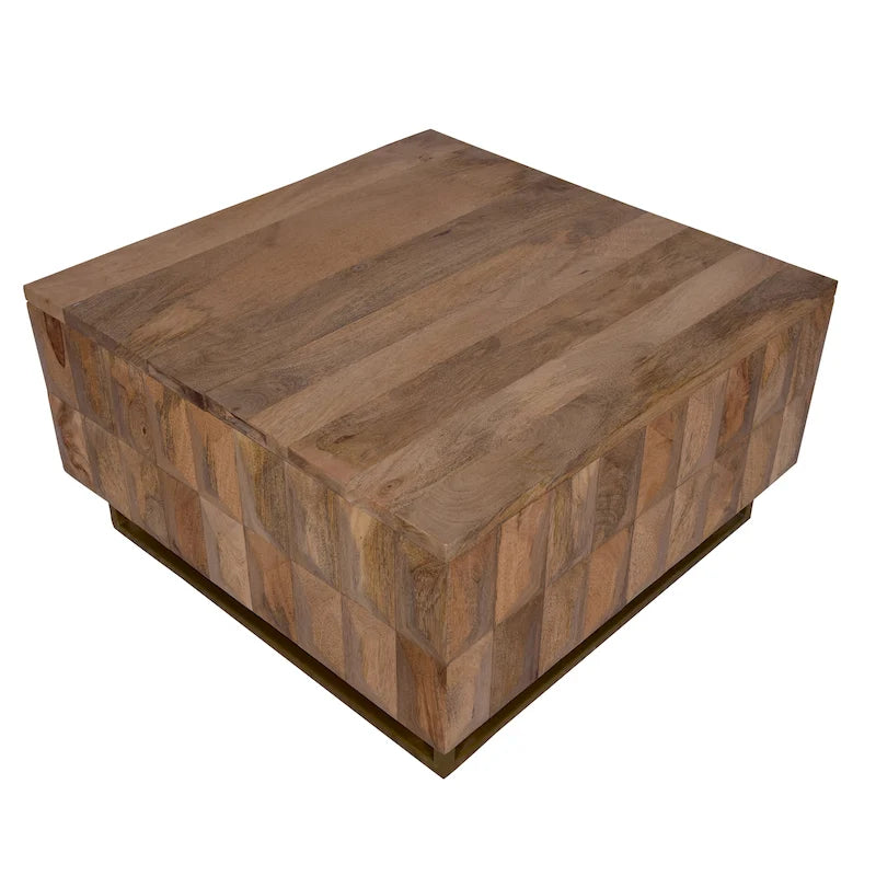 Aufbewahrungstruhe und Couchtisch, quadratisch, Mangoholz, Naturbraun