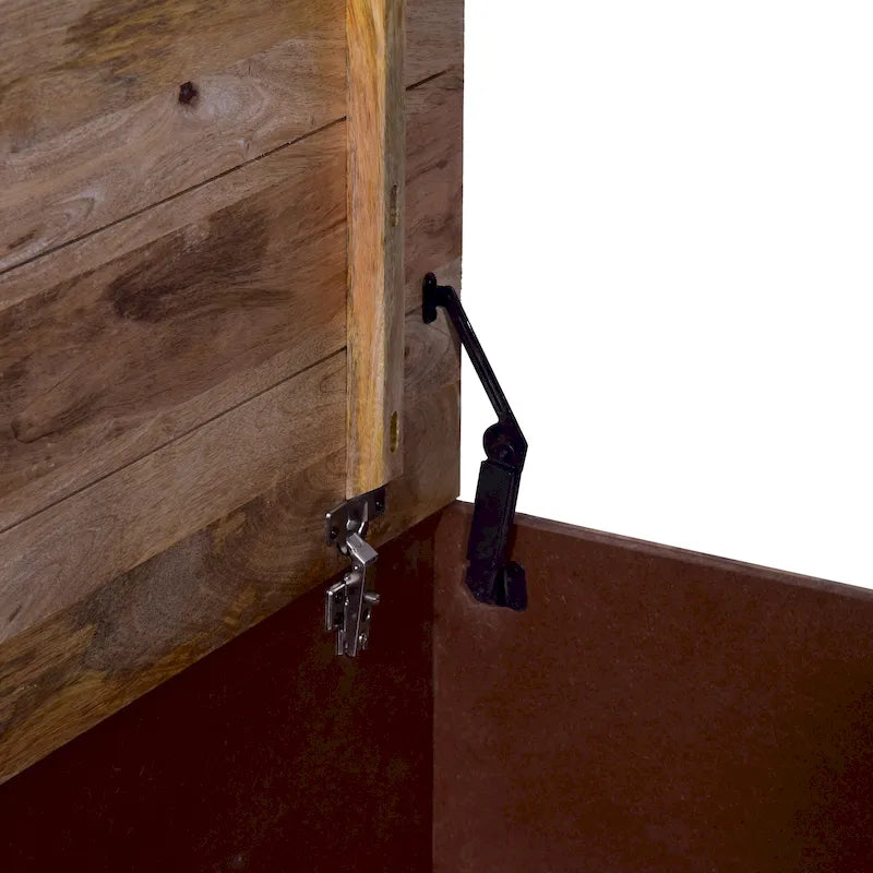 Aufbewahrungstruhe und Couchtisch, quadratisch, Mangoholz, Naturbraun