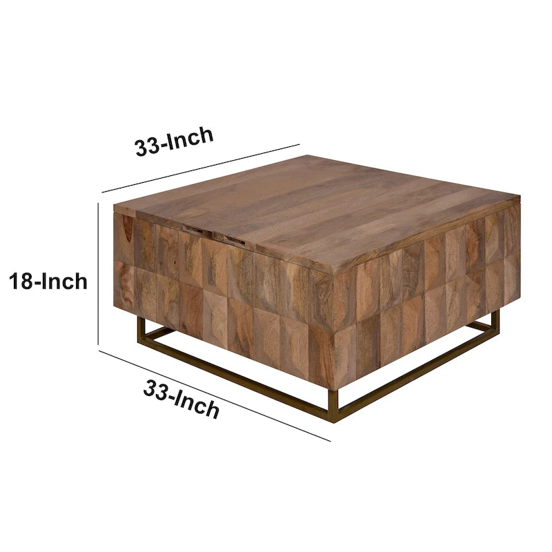 Aufbewahrungstruhe und Couchtisch, quadratisch, Mangoholz, Naturbraun