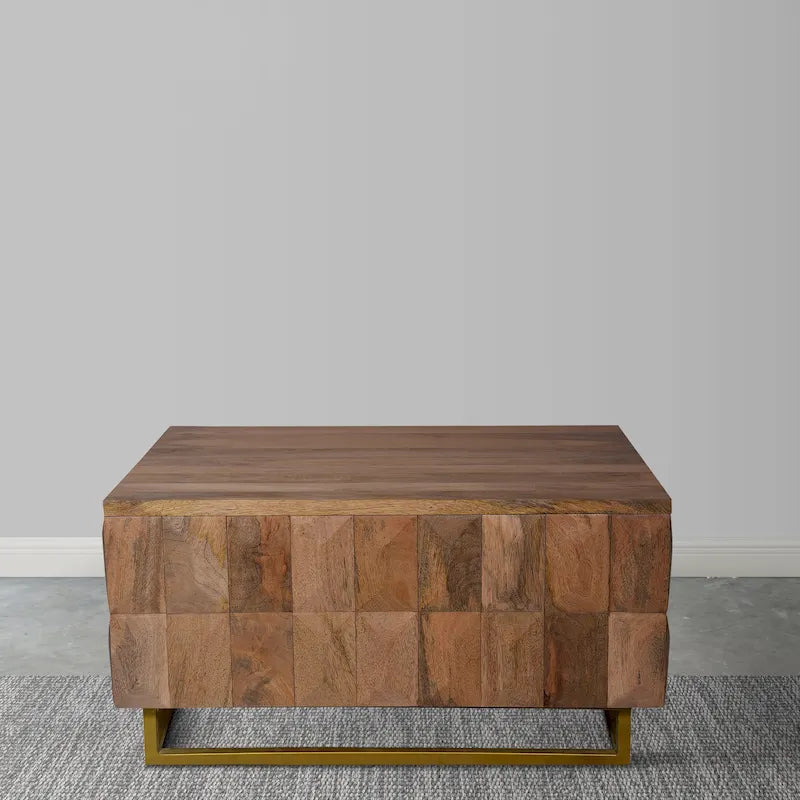Aufbewahrungstruhe und Couchtisch, quadratisch, Mangoholz, Naturbraun